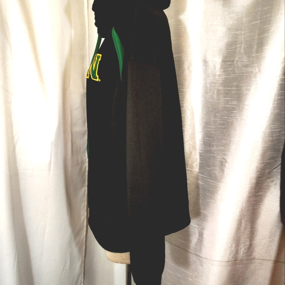 Oregon University Hoodie, C/D Men , Black+Green Satin+Yellow  Logo, Pckts,M - Picture 4 of 11